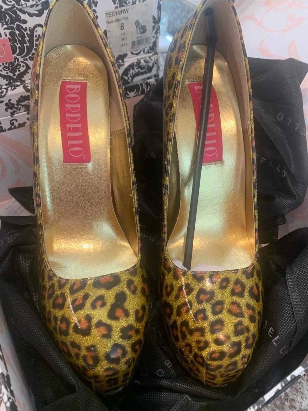 Pleaser Leopard Platform Pump in Gold and Brown